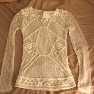 Sheer mesh woven blouse with tag. Never worn.